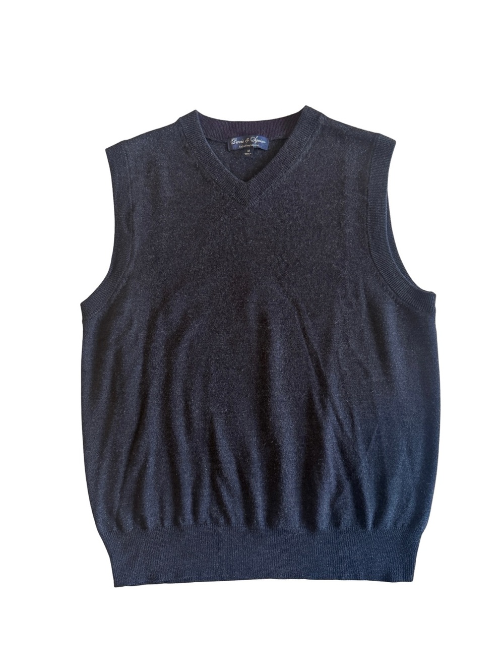 Davis & Squire Extra Fine Merino Wool Sweater Vest V-Neck Charcoal Gray SZ Med